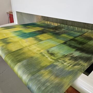 Details of the hand-painted warp
