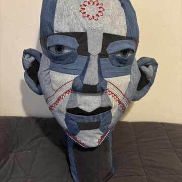 denim soft sculpture bust