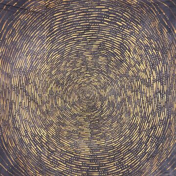 image of spiral artwork with yellow and orange marks 