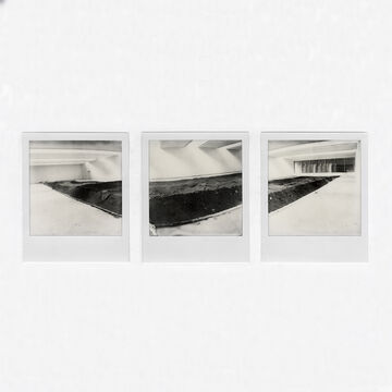 Three panels of gray-scale images by Sascha Huth