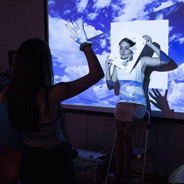 Students work on art project