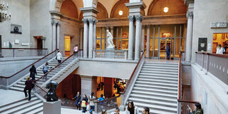 An image of the staircase in the Art Institute of Chicago.