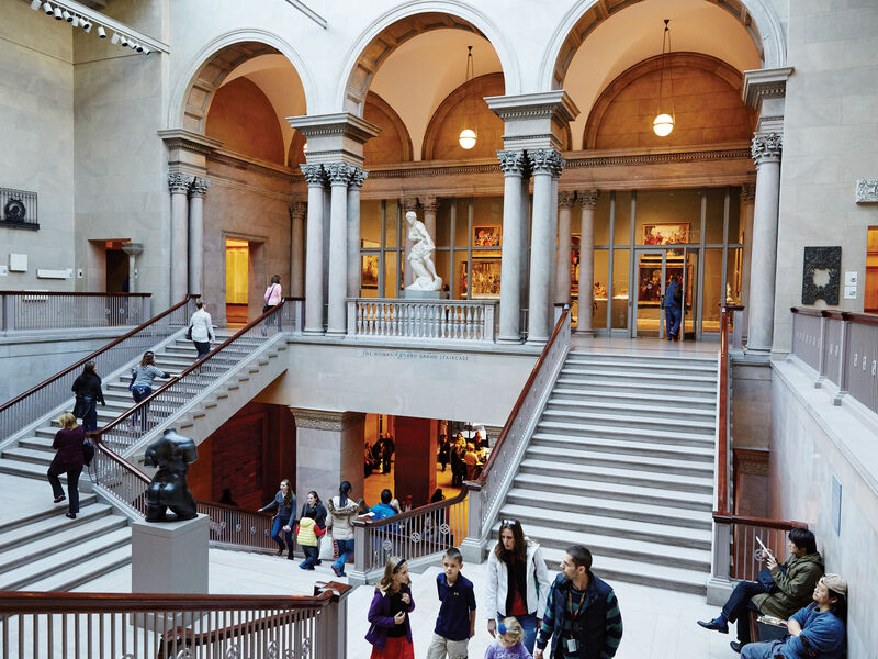 An image of the staircase in the Art Institute of Chicago.