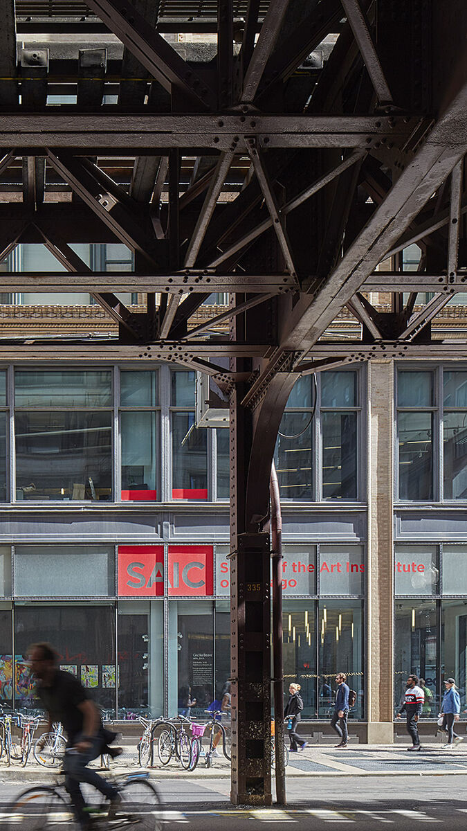 Exterior shot of the SAIC Sharp Building.