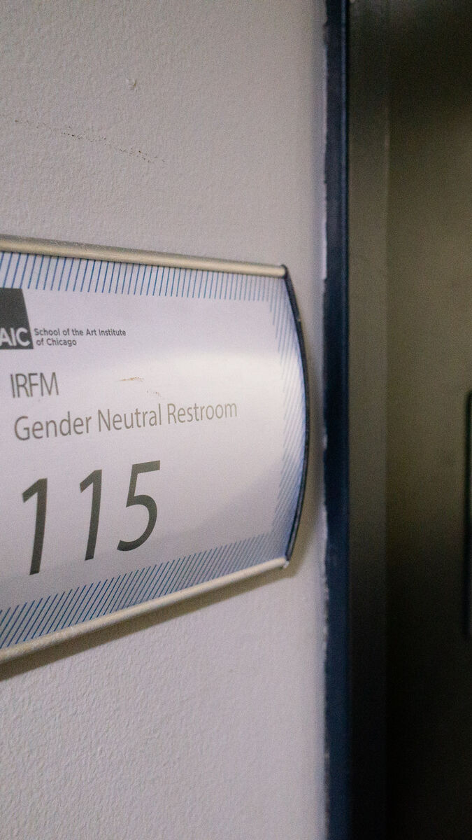 Sign for the gender neutral restrooms on campus