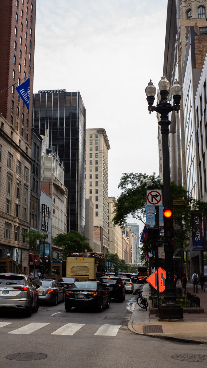 A busy street in the Loop, Chicago. 