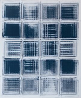 Abstract bluescale screen print by Frances Lightbound