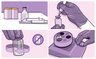 Purple-scale instructional medical illustration by Mark Skillicorn. 
