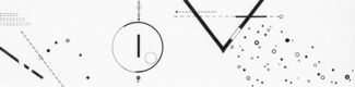 Various black geometric shapes and lines against a white rectangular background. 