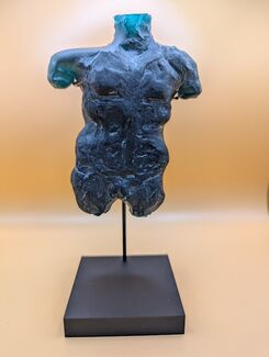 Organically shaped bust of a blue torso by Rex Cassidy.