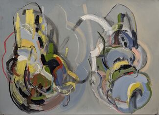 Abstract multicolored mixed media piece by Melanie P. Brown.