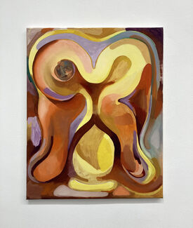 Painting by Kaylee Wyant of organic, abstract shapes and colors.
