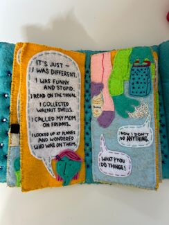 Spread from a comic book made of fabric.