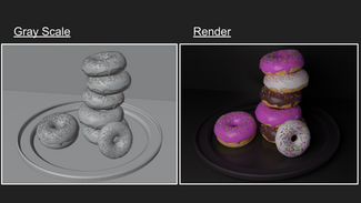 3D render of a stack of donuts. 
