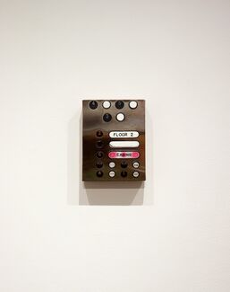 Painting of elevator buttons, with buttons for floors 2–5 and "CASINO."