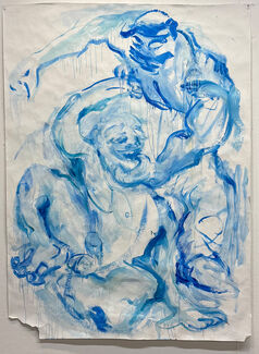 A painting in blue and gray tones by Matias Brimmer.