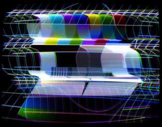 An inkjet print of electromagnetic video synthesizer still.