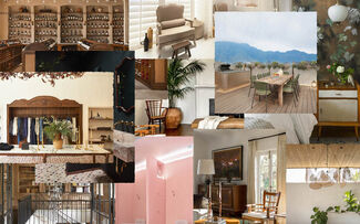 Collage of luxurious interior designs with muted tones.