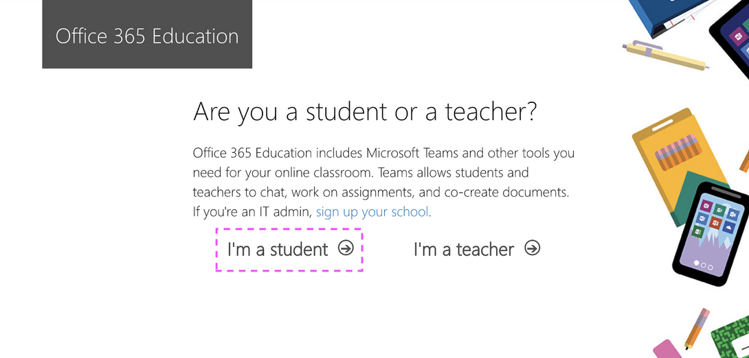 An Microsoft Office 365 sign up page.