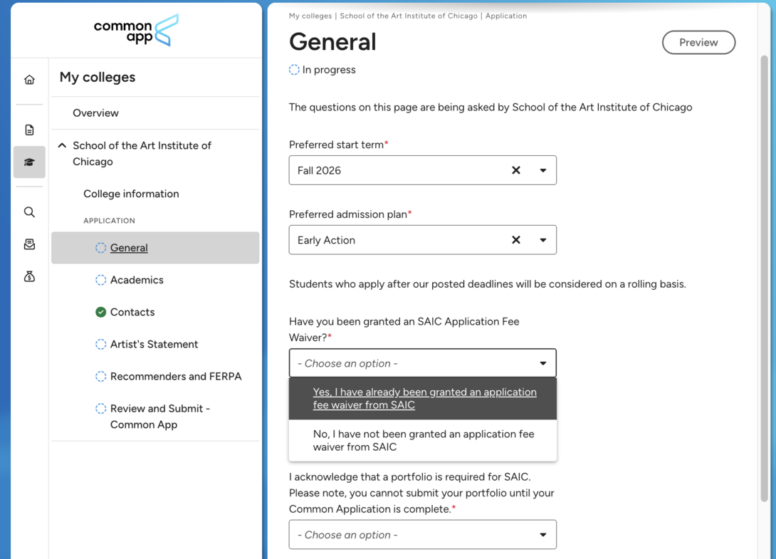 App Fee Waiver Instruction Visual
