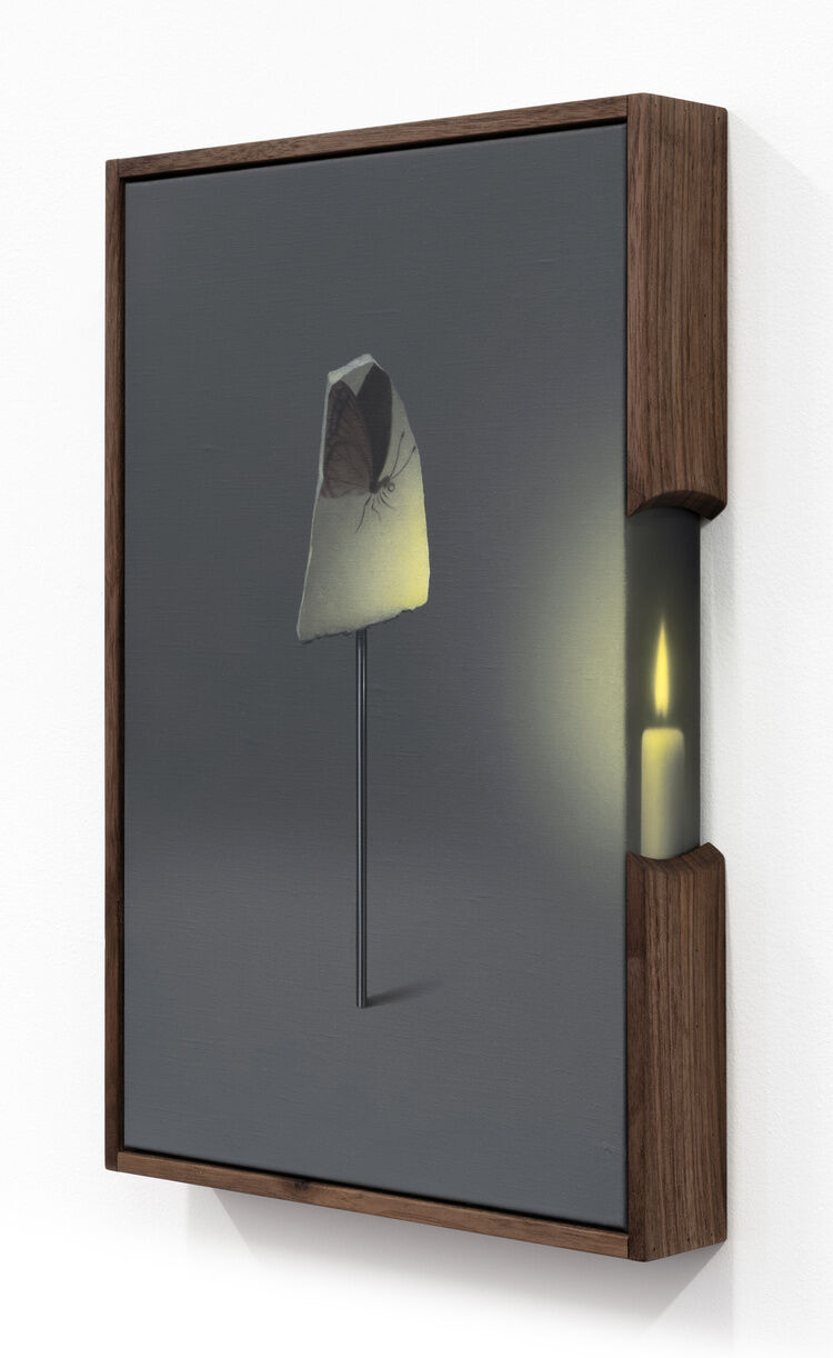 A canvas with a candle painted on the side