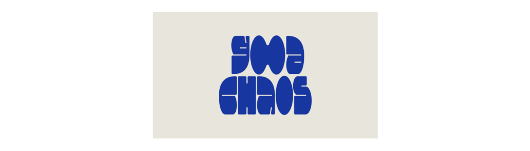 Blue text that reads "good chaos" against a gray background.