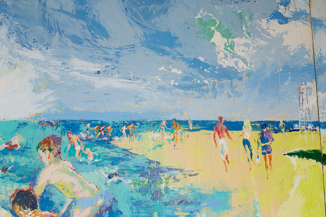a bright beach mural