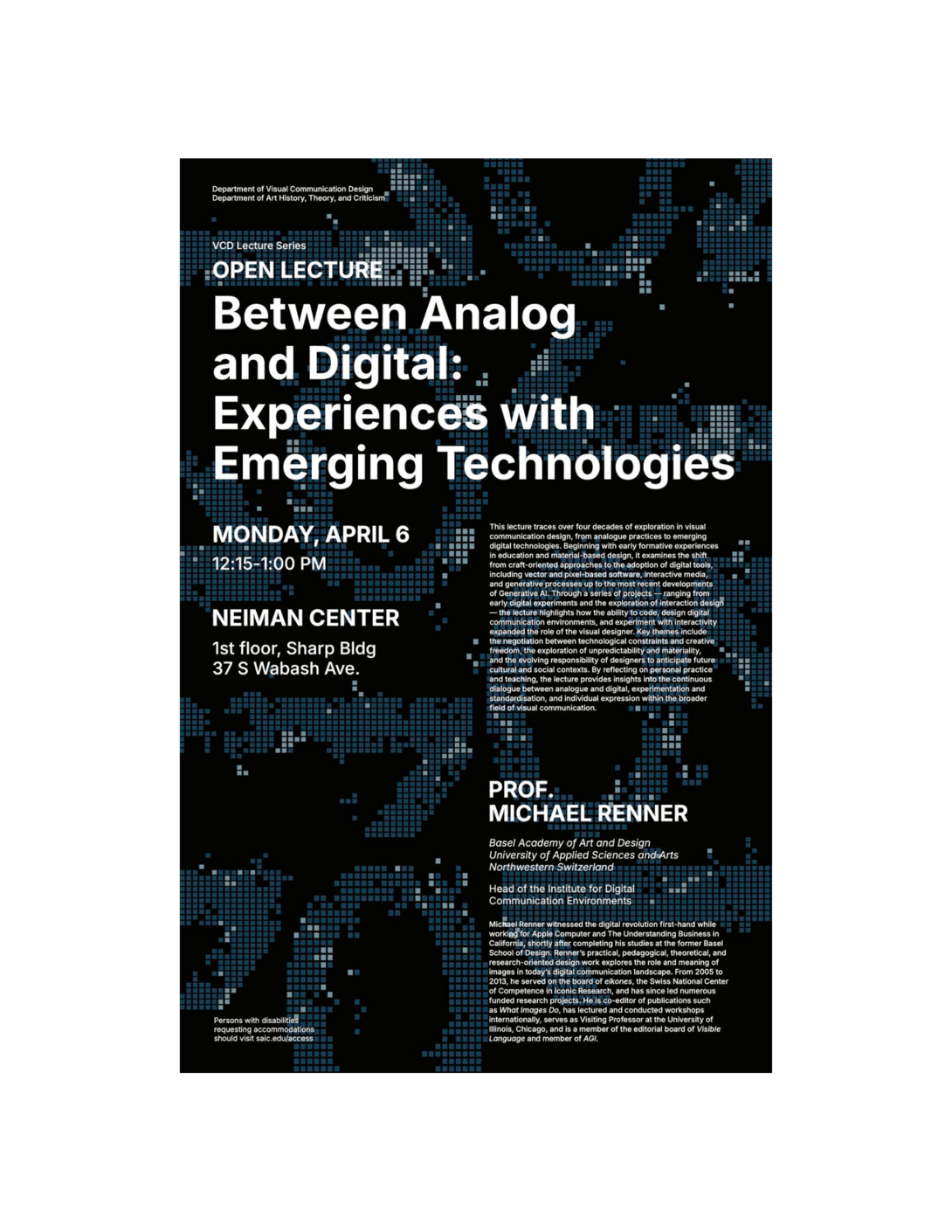 Graphic for Michael Renner lecture. 