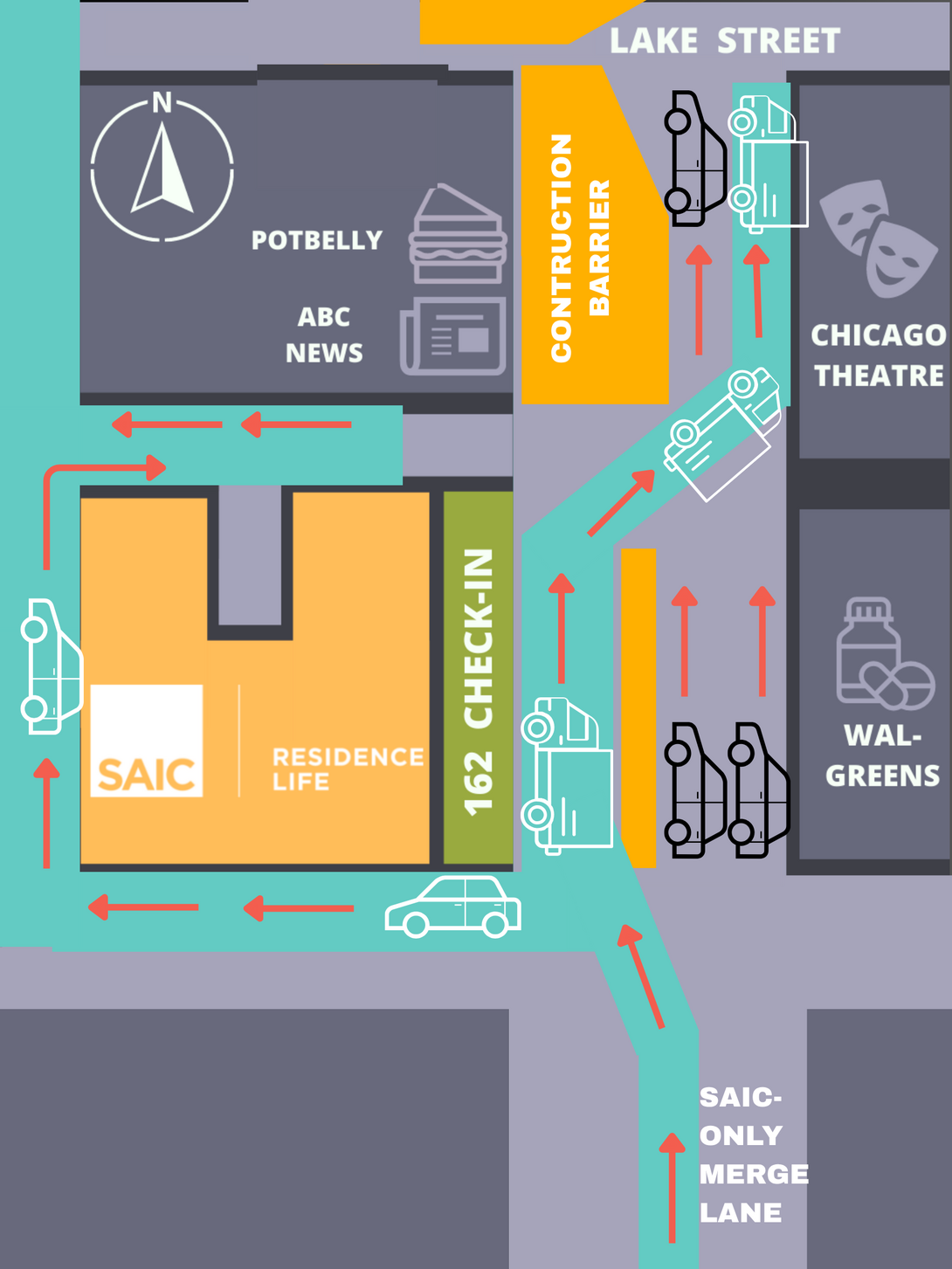 The map of streets around 162 N State Street.