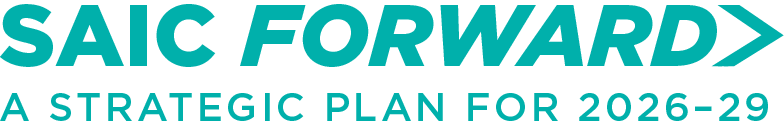 Teal text that says SAIC Forward A Strategic Plan for 2026-29
