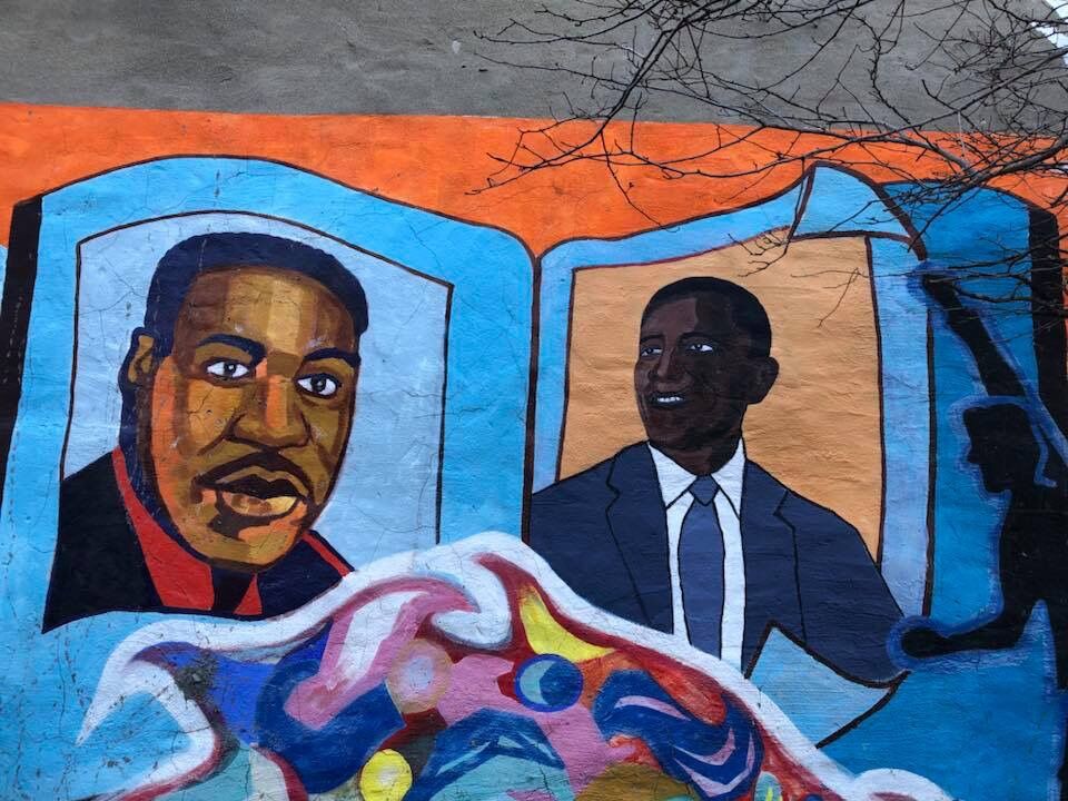 Mural of Barack Obama at CYC by Elana Tenner (MA 2018) and Jenna Boyles (MA 2018)