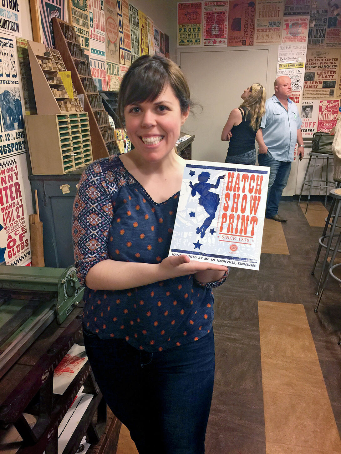 Violet O' Brien visiting a letterpress studio in Nashville Violet O' Brien visiting a letterpress studio in Nashville that was established in 1879