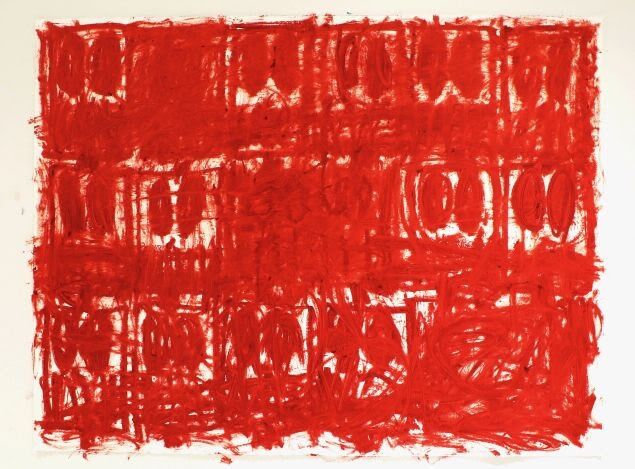 Rashid Johnson, Untitled Red Drawing, 2020, oil on cotton rag.