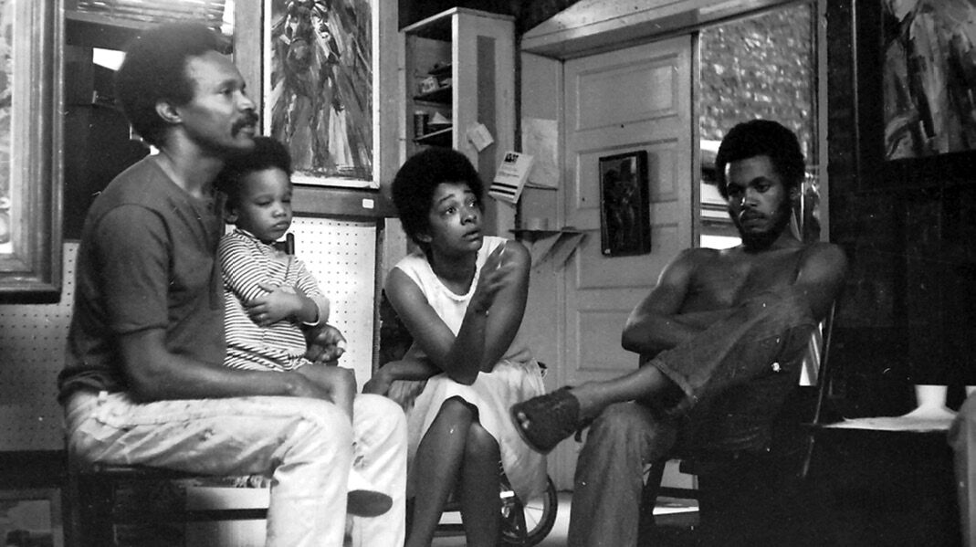 (from left): Wadsworth Jarrell (DIPLOMA 1958), Wadsworth Jarrell Jr., Jae Jarrell (SAIC 1959–61), and Napoleon Jones-Henderson (BFA 1971). © Gerald Williams (SAIC 1966–67) (from left): Wadsworth Jarrell (DIPLOMA 1958), Wadsworth Jarrell Jr., Jae Jarrell (SAIC 1959–61), and Napoleon Jones-Henderson (BFA 1971). © Gerald Williams (SAIC 1966–67)