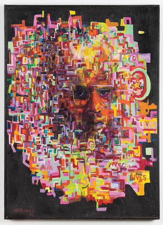 Gerald Williams (SAIC 1966–67), Malcolm, 1970, acrylic on canvas, 35 x 27 x 2 in. Courtesy of the artist and Kavi Gupta