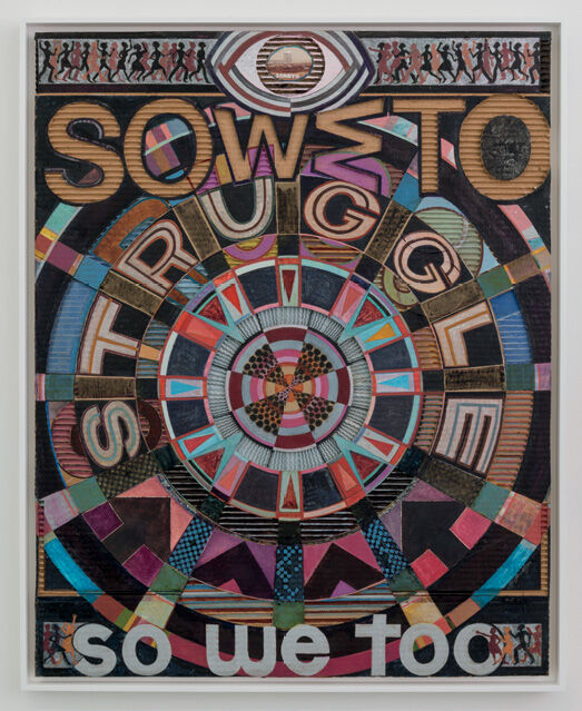 Jeff Donaldson, Soweto/ So We Too, 1979, mixed media, 39 x 30.5 in. Courtesy of Beth Rudin DeWoody Jeff Donaldson, Soweto/ So We Too, 1979, mixed media, 39 x 30.5 in. Courtesy of Beth Rudin DeWoody