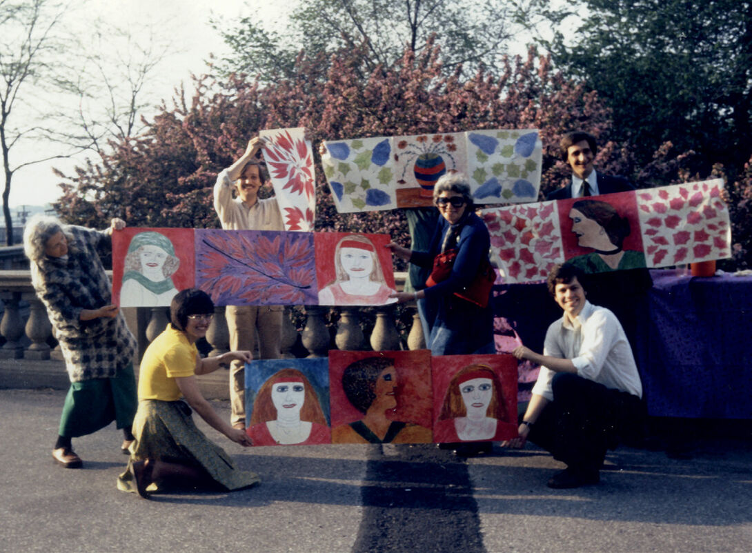 Lee Godie’s Red Party, Grant Park, Chicago, spring 1975. Photo: Roger Brown. Courtesy of SAIC’s Roger Brown Study Collection